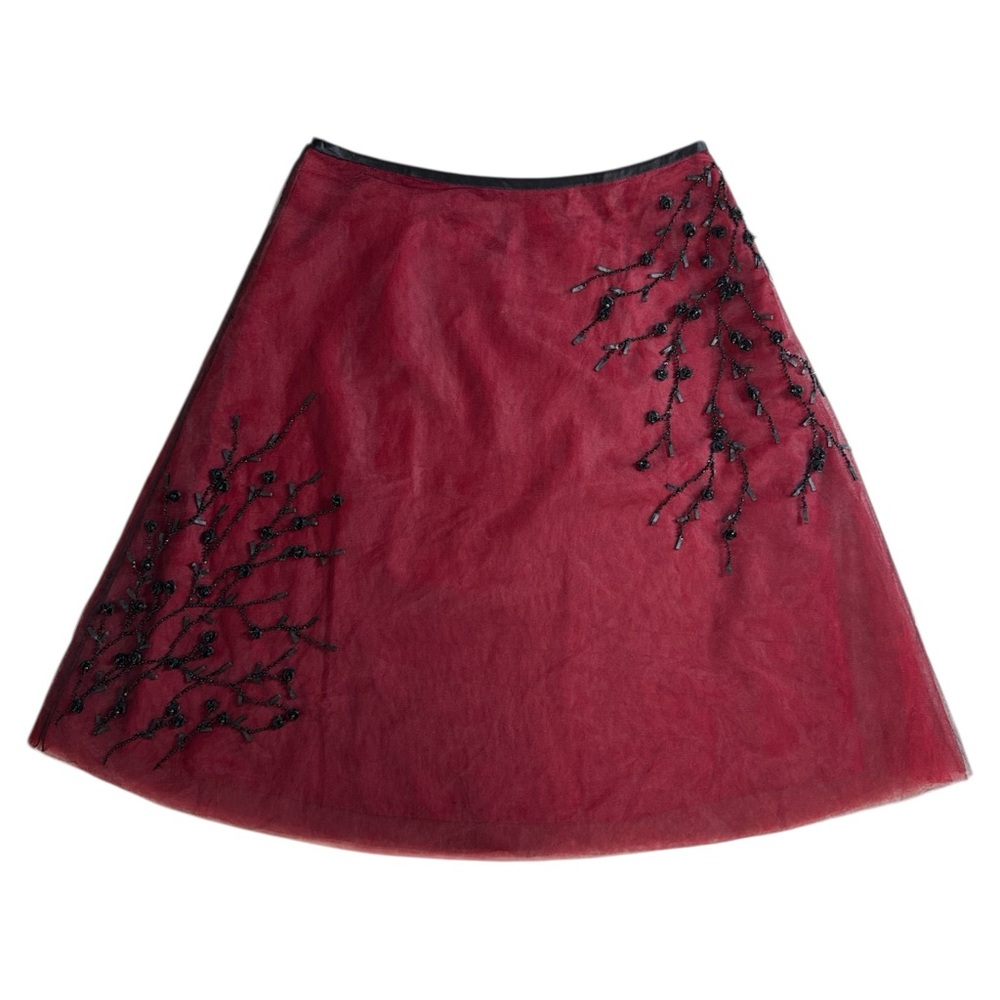 Rare Victor Costa Black & Blood Red Beaded Goth Princess Skirt Size 8 Y2K